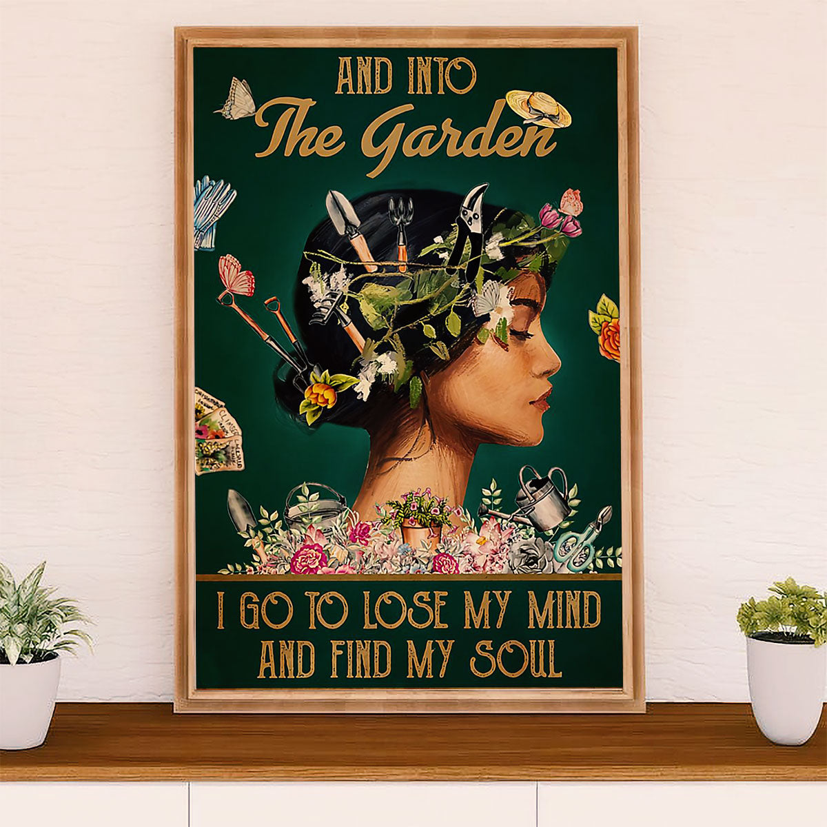 Gardening Poster Home Décor Wall Art | Girl Into the Garden | Gift for Gardener, Plants Lover