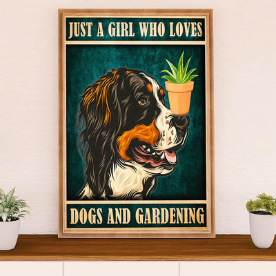 Gardening Poster Home Décor Wall Art | Girl Loves Dogs & Gardening | Gift for Gardener, Plants Lover