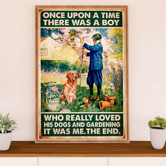 Gardening Poster Home Décor Wall Art | Boy Loves Dog & Gardening | Gift for Gardener, Plants Lover