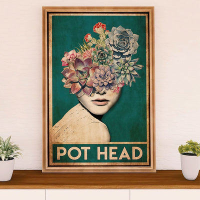 Gardening Poster Home Décor Wall Art | Girl Flowers Pot head | Gift for Gardener, Plants Lover