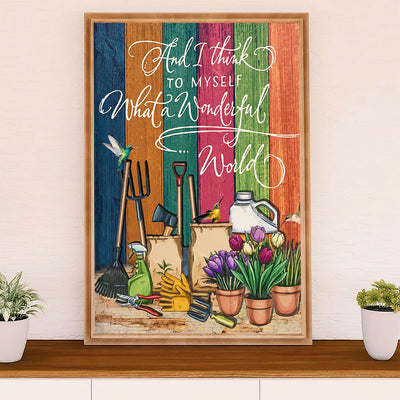 Gardening Poster Home Décor Wall Art | Wonderful World | Gift for Gardener, Plants Lover