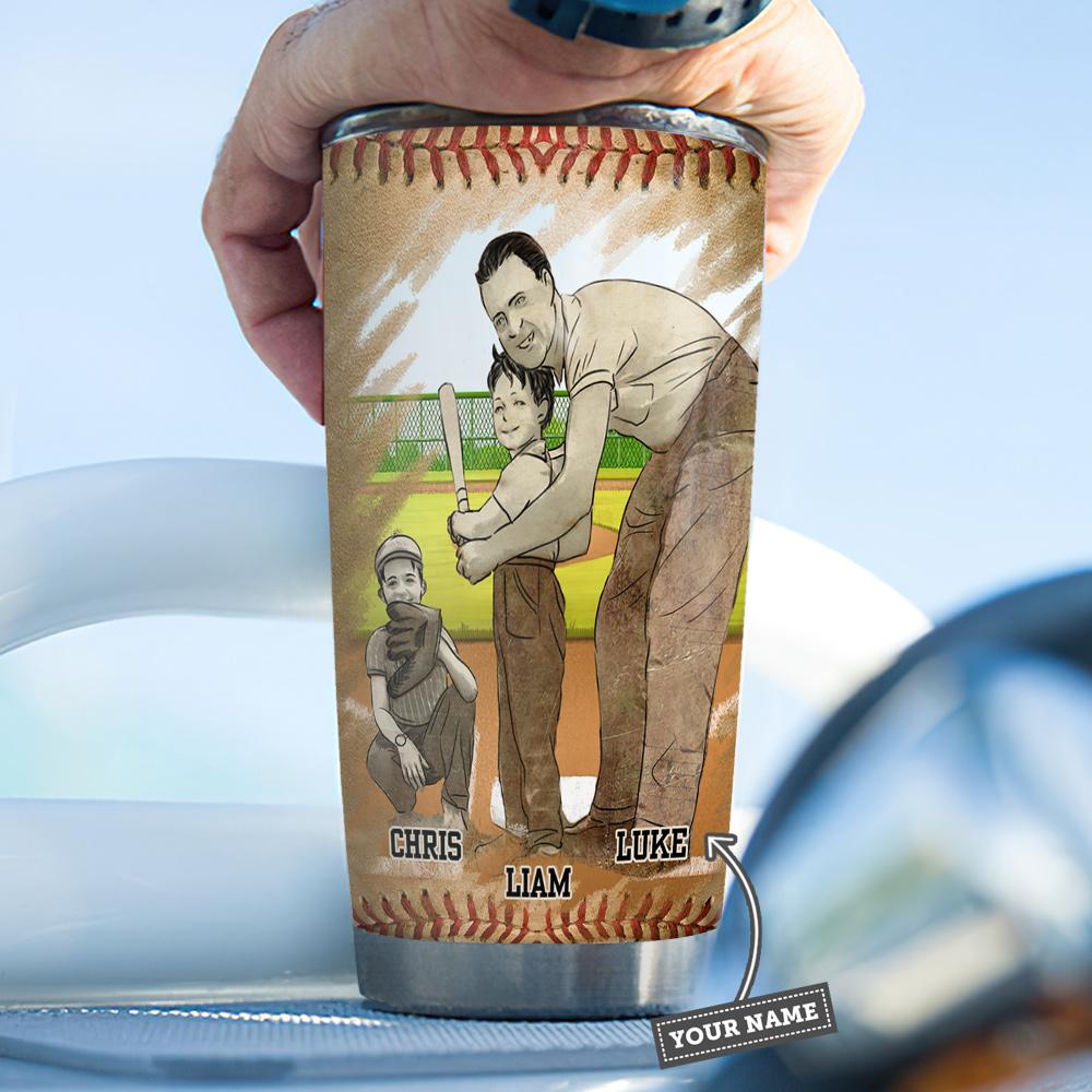 Baseball Dad Biggest Fan Of His Sons Personalized KD2 ABLZ2005002Z Stainless Steel Tumbler - MostSuit