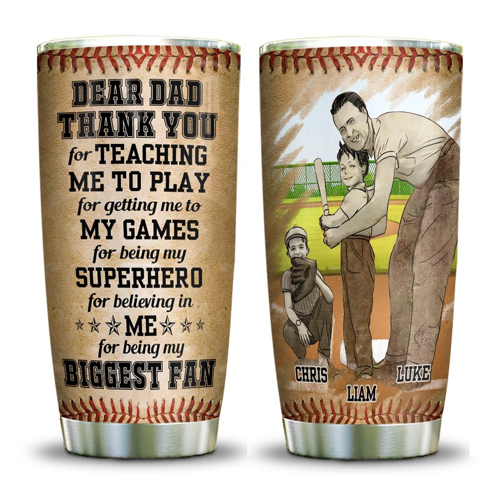 Baseball Dad Biggest Fan Of His Sons Personalized KD2 ABLZ2005002Z Stainless Steel Tumbler - MostSuit