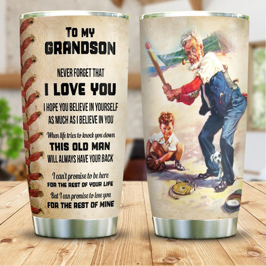 My Grandson Baseball Boy Stainless Steel Tumbler Cups Drinkware 20oz - MostSuit