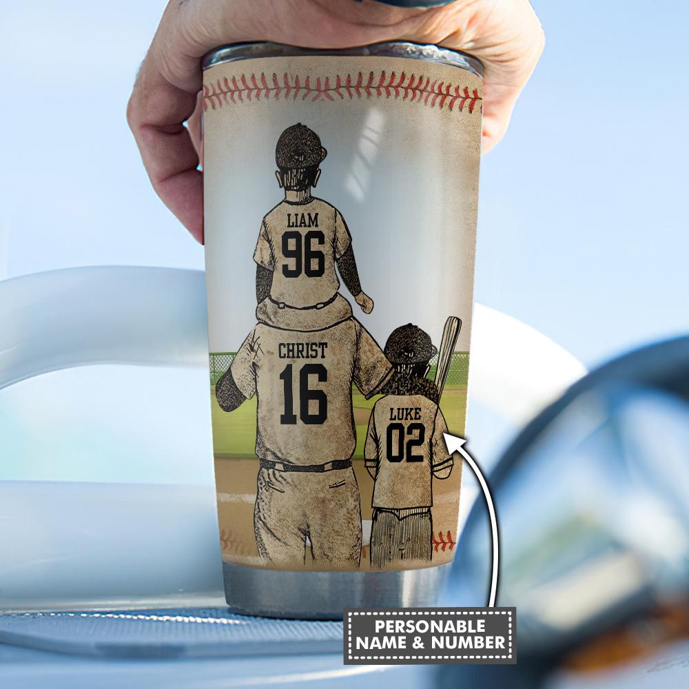 Dad With Sons In Baseball Personalized KD2 ABLZ2105009Z Stainless Steel Tumbler - MostSuit