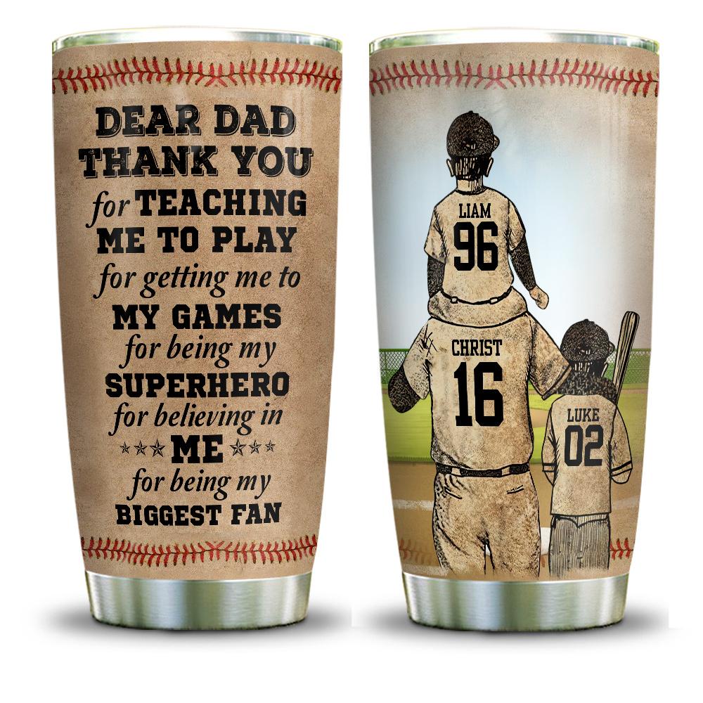 Dad With Sons In Baseball Personalized KD2 ABLZ2105009Z Stainless Steel Tumbler - MostSuit