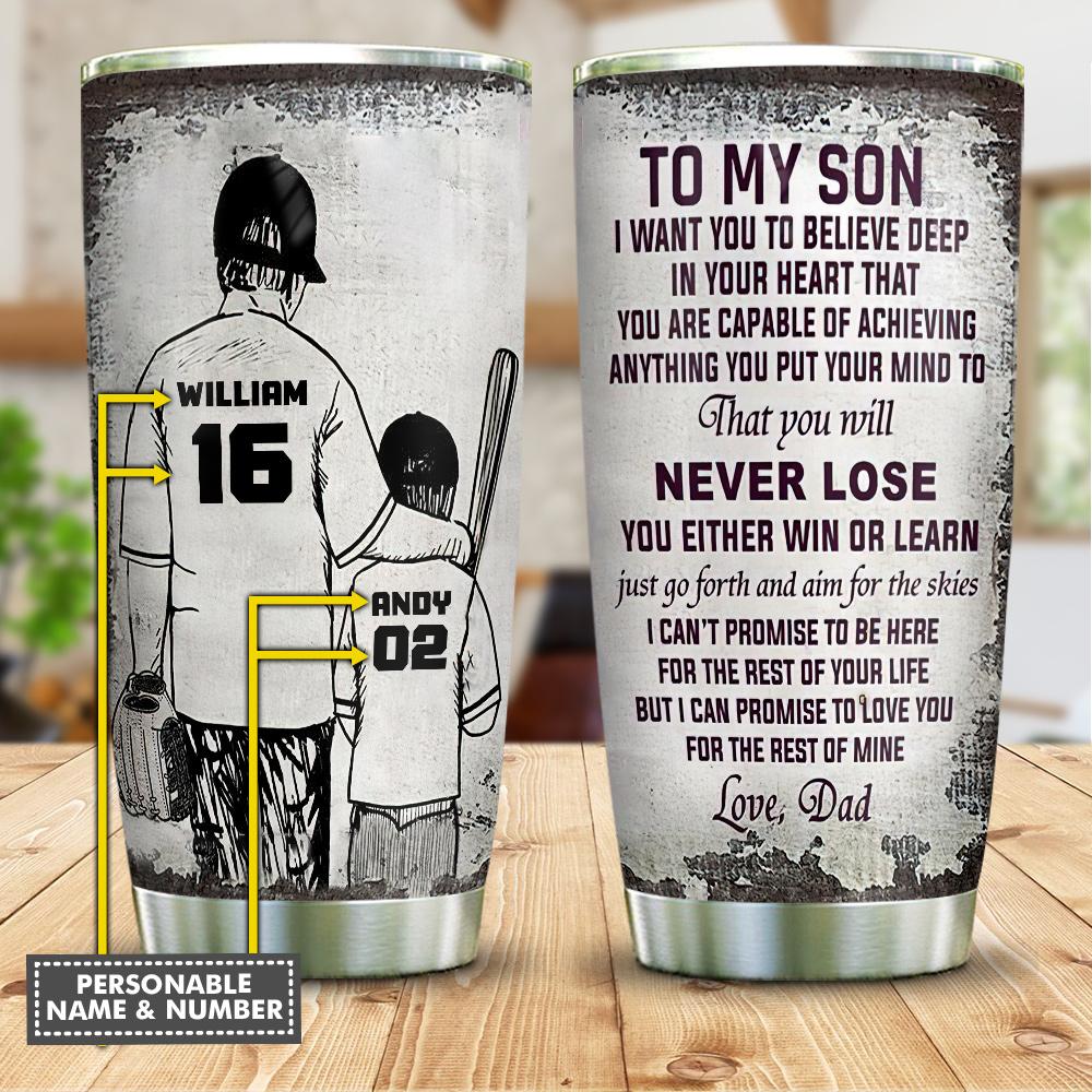 My Baseball Son Personalized Stainless Steel Tumbler Cups Drinkware 20oz - MostSuit
