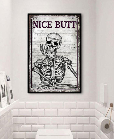 Skeleton Nice Butt Restroom Sketch Funny Portrait Poster Funny Gift Family Gift Home Decor Wall Art Visual Art