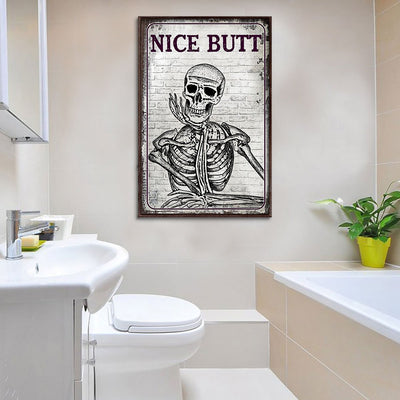 Skeleton Nice Butt Restroom Sketch Funny Portrait Poster Funny Gift Family Gift Home Decor Wall Art