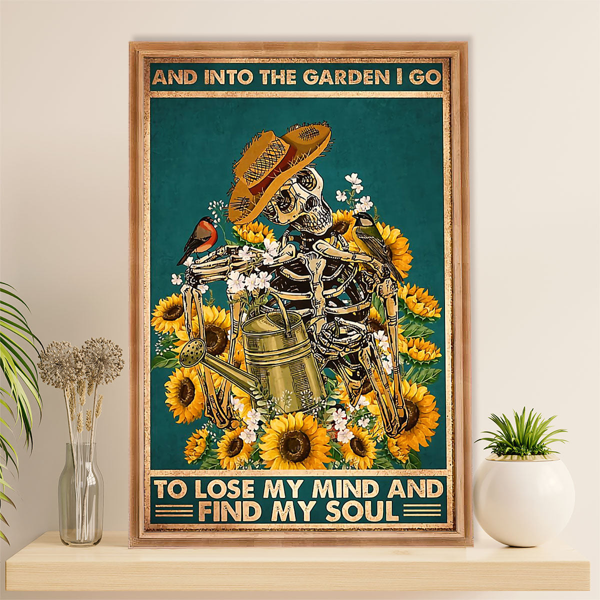 Gardening Poster Home Décor Wall Art | Skeleton Sunflowers | Gift for Gardener, Plants Lover