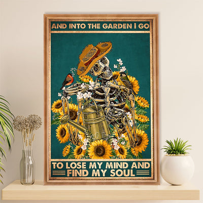 Gardening Poster Home Décor Wall Art | Skeleton Sunflowers | Gift for Gardener, Plants Lover