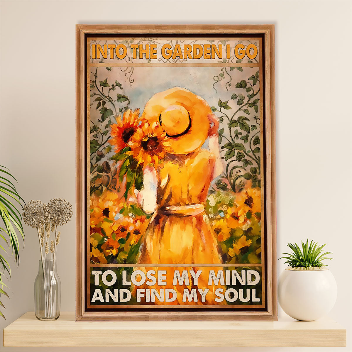Gardening Poster Home Décor Wall Art | Girl Sunflowers | Gift for Gardener, Plants Lover