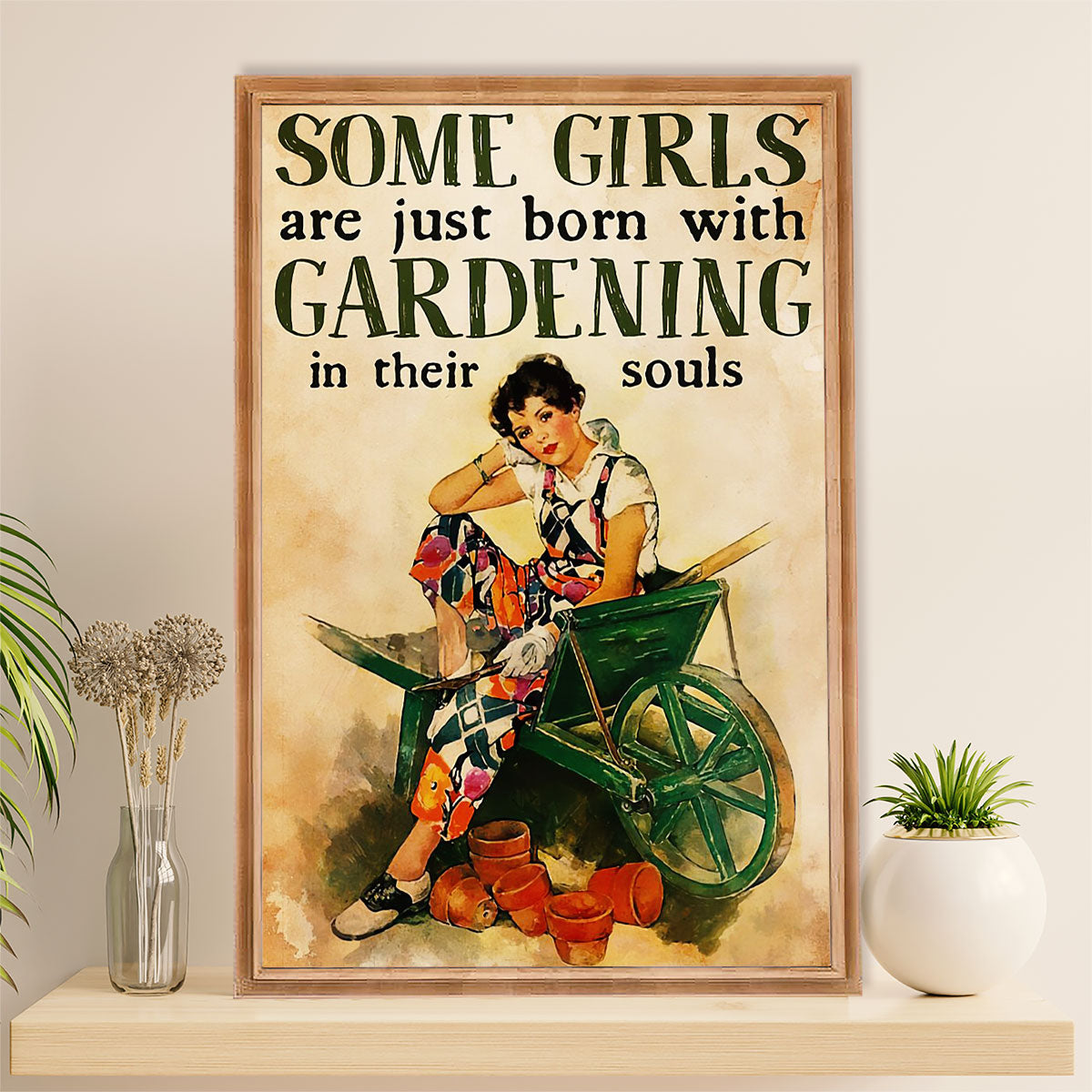 Gardening Poster Home Décor Wall Art | Girls Gardening | Gift for Gardener, Plants Lover
