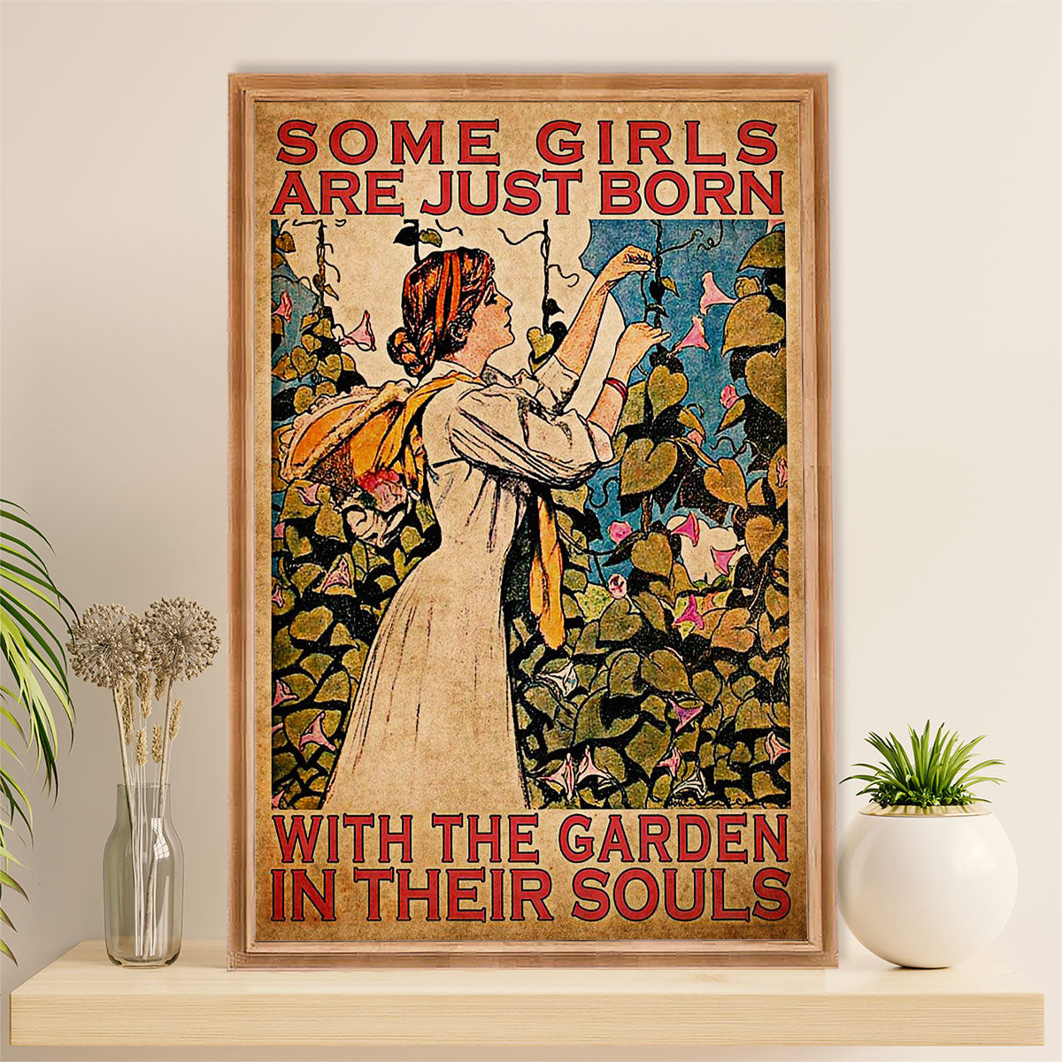 Gardening Poster Home Décor Wall Art | Girl In The Garden | Gift for Gardener, Plants Lover