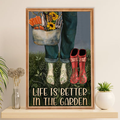 Gardening Poster Home Décor Wall Art | Life Is Better In Garden | Gift for Gardener, Plants Lover