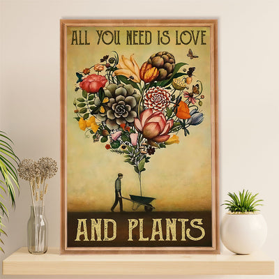 Gardening Poster Home Décor Wall Art | Love and Plants | Gift for Gardener, Plants Lover