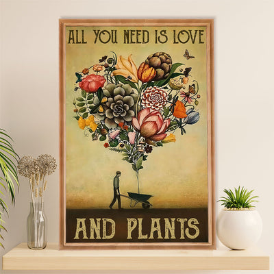 Gardening Poster Home Décor Wall Art | Need Love and Plants | Gift for Gardener, Plants Lover