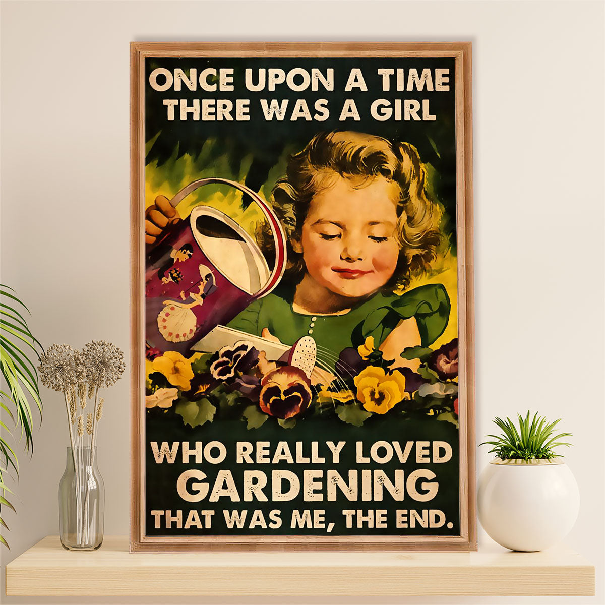 Gardening Poster Home Décor Wall Art | Girl Loved Gardening | Gift for Gardener, Plants Lover