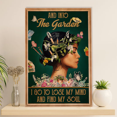 Gardening Poster Home Décor Wall Art | Girl Into the Garden | Gift for Gardener, Plants Lover