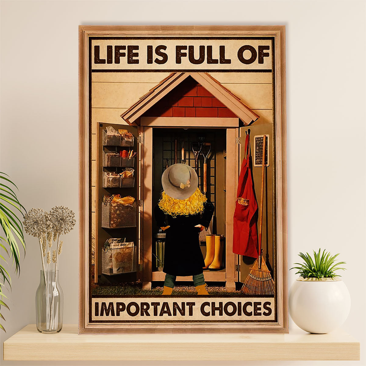 Gardening Poster Home Décor Wall Art | Important Choices | Gift for Gardener, Plants Lover