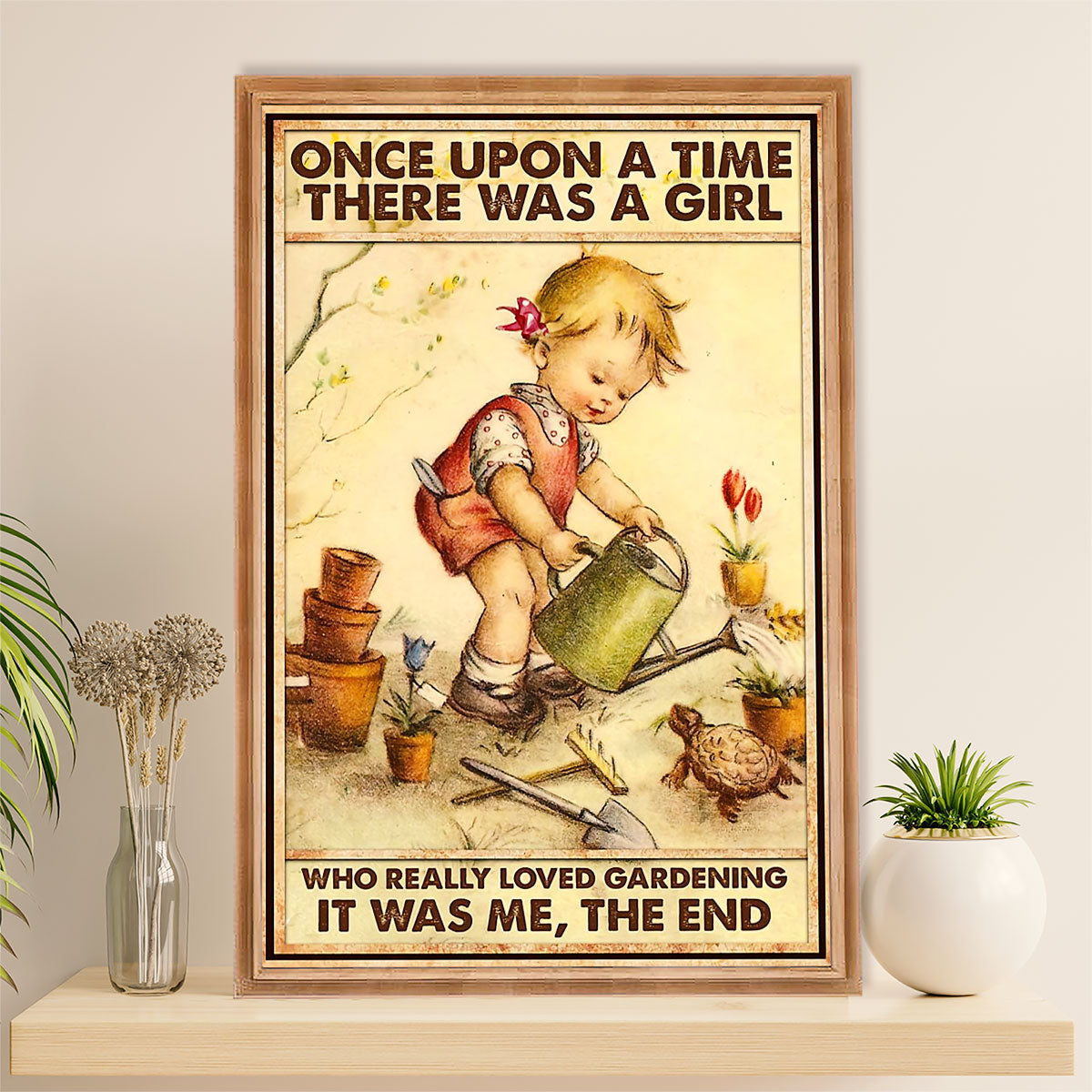 Gardening Poster Home Décor Wall Art | Small Girl Loved Gardening | Gift for Gardener, Plants Lover