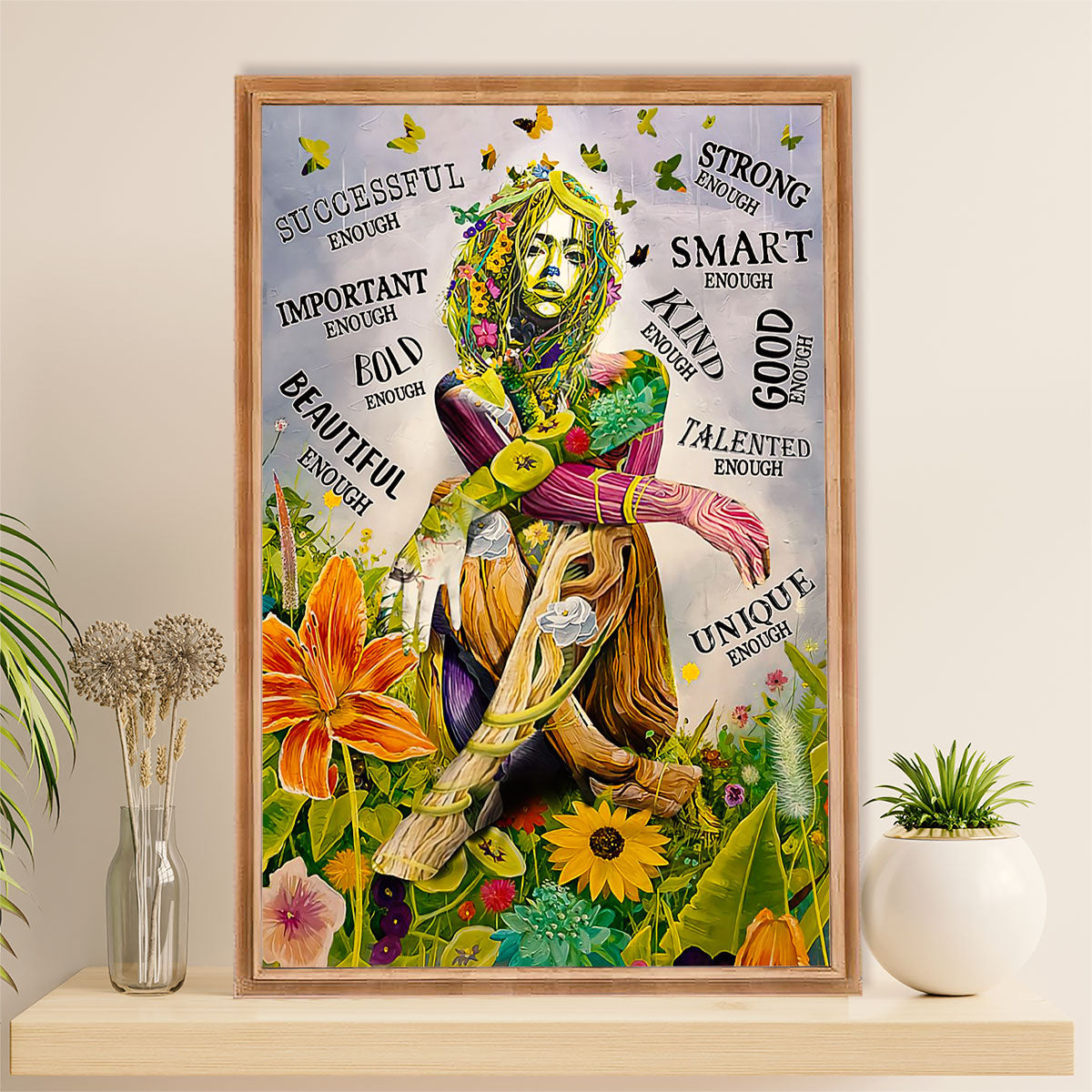 Gardening Poster Home Décor Wall Art | Smart Strong Bold Girl | Gift for Gardener, Plants Lover
