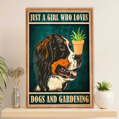 Gardening Poster Home Décor Wall Art | Girl Loves Dogs & Gardening | Gift for Gardener, Plants Lover