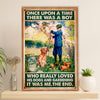 Gardening Poster Home Décor Wall Art | Boy Loves Dog & Gardening | Gift for Gardener, Plants Lover