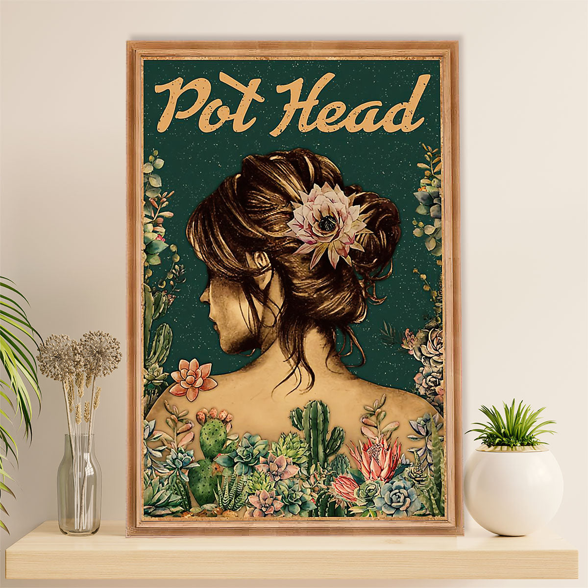 Gardening Poster Home Décor Wall Art | Girl Pot Head | Gift for Gardener, Plants Lover