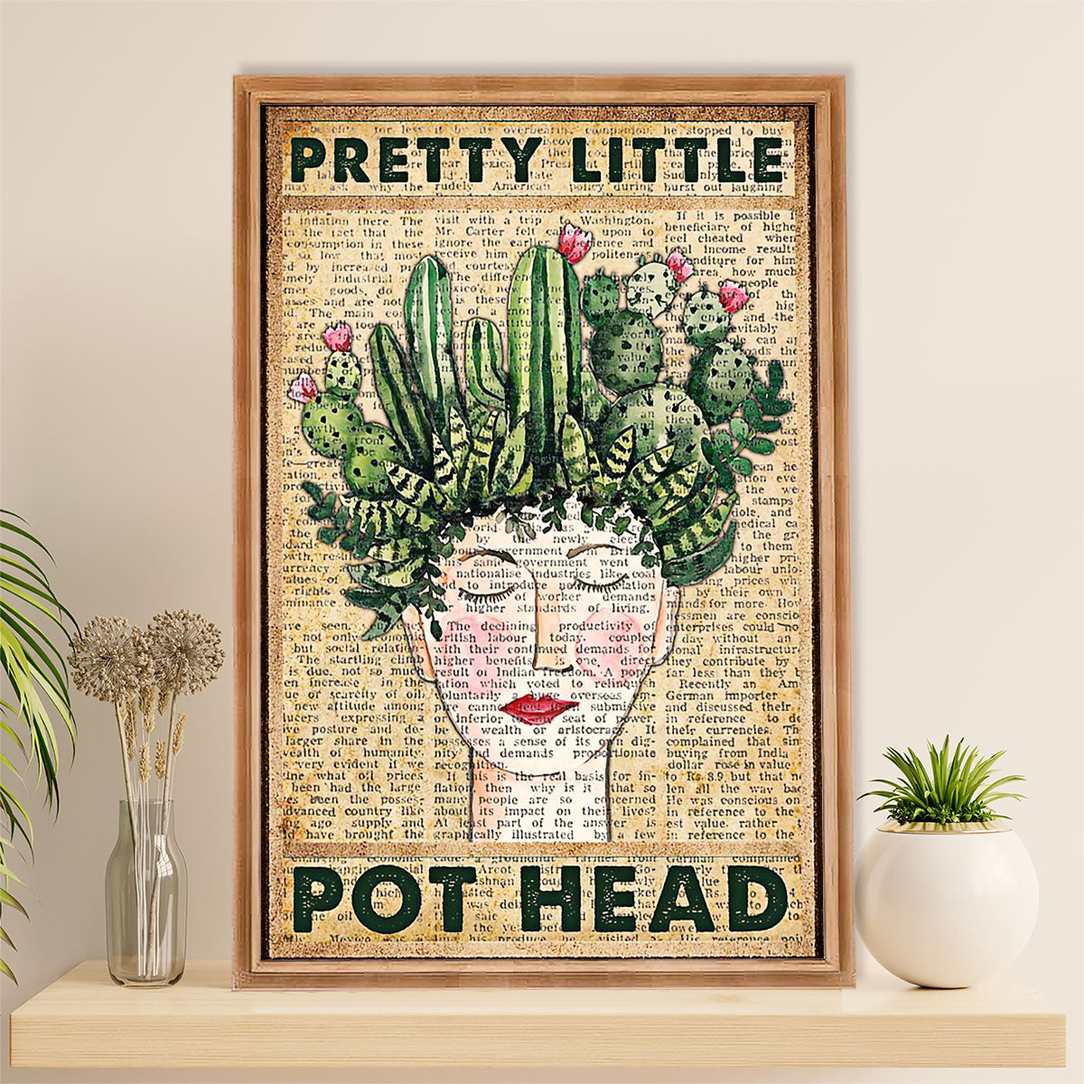 Gardening Poster Home Décor Wall Art | Pretty Little Pot Head | Gift for Gardener, Plants Lover