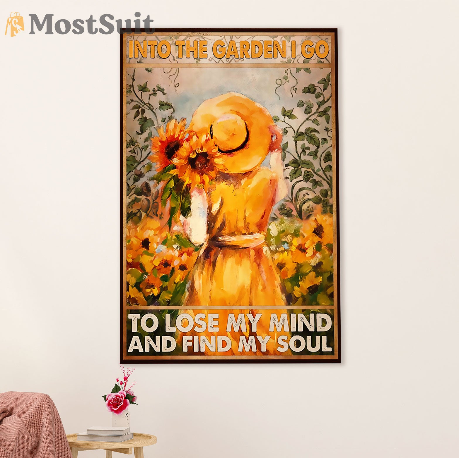 Gardening Poster Home Décor Wall Art | Girl Sunflowers | Gift for Gardener, Plants Lover