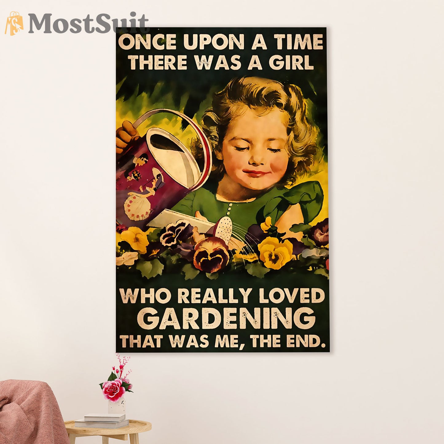 Gardening Poster Home Décor Wall Art | Girl Loved Gardening | Gift for Gardener, Plants Lover