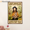 Gardening Poster Home Décor Wall Art | Girl & Cat In Garden | Gift for Gardener, Plants Lover