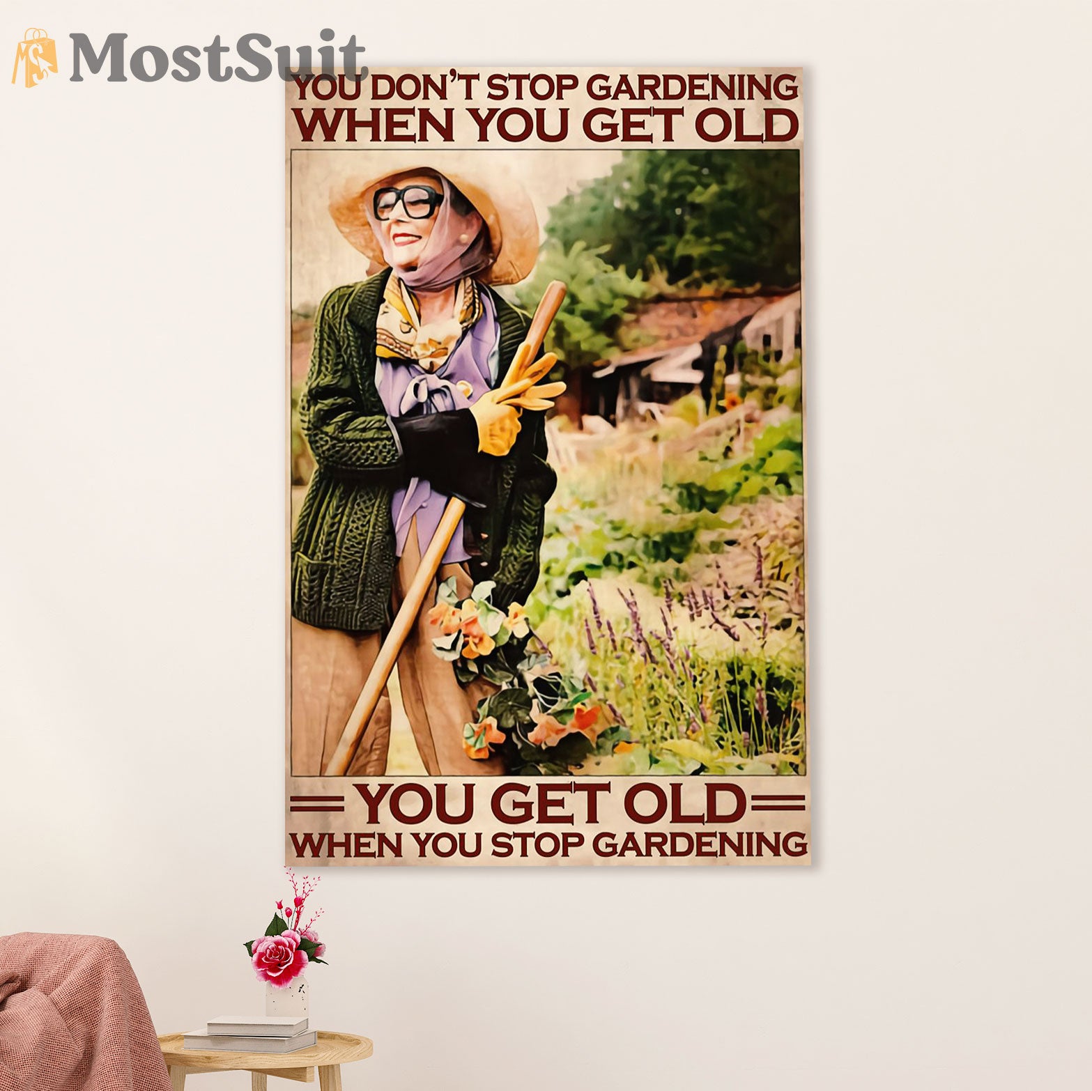 Gardening Poster Home Décor Wall Art | Don't Stop Gardening | Gift for Gardener, Plants Lover