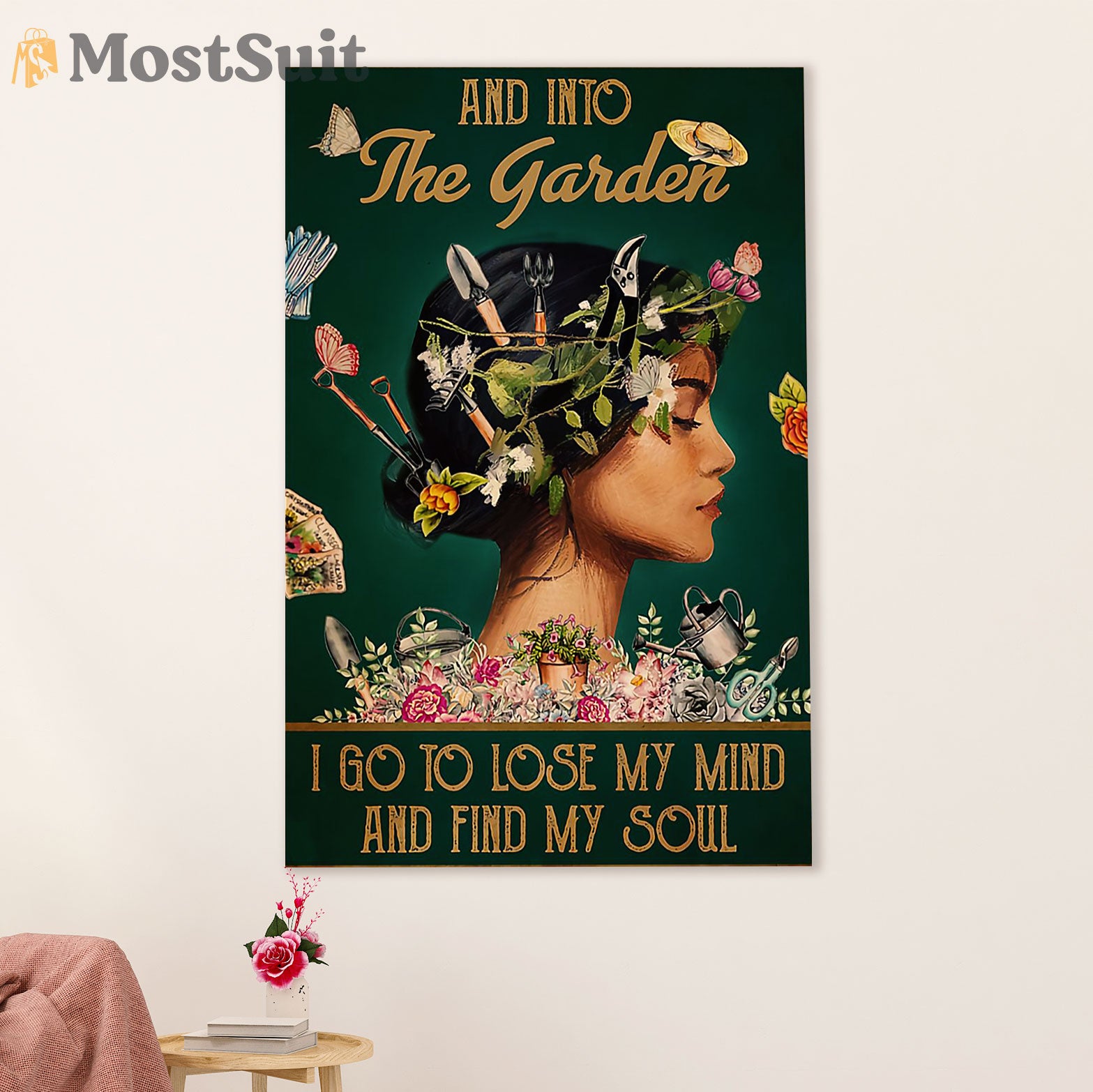 Gardening Poster Home Décor Wall Art | Girl Into the Garden | Gift for Gardener, Plants Lover