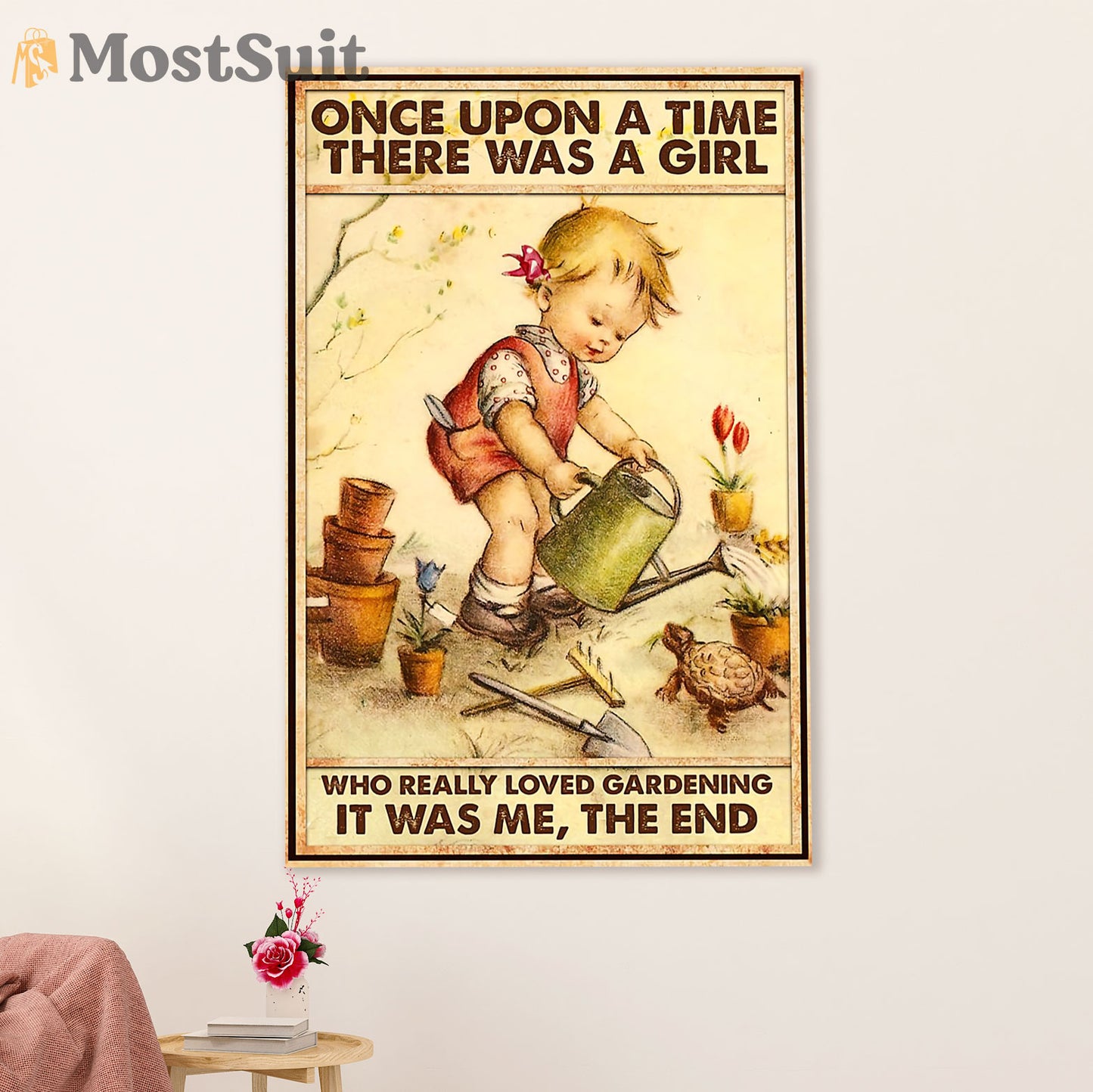 Gardening Poster Home Décor Wall Art | Small Girl Loved Gardening | Gift for Gardener, Plants Lover