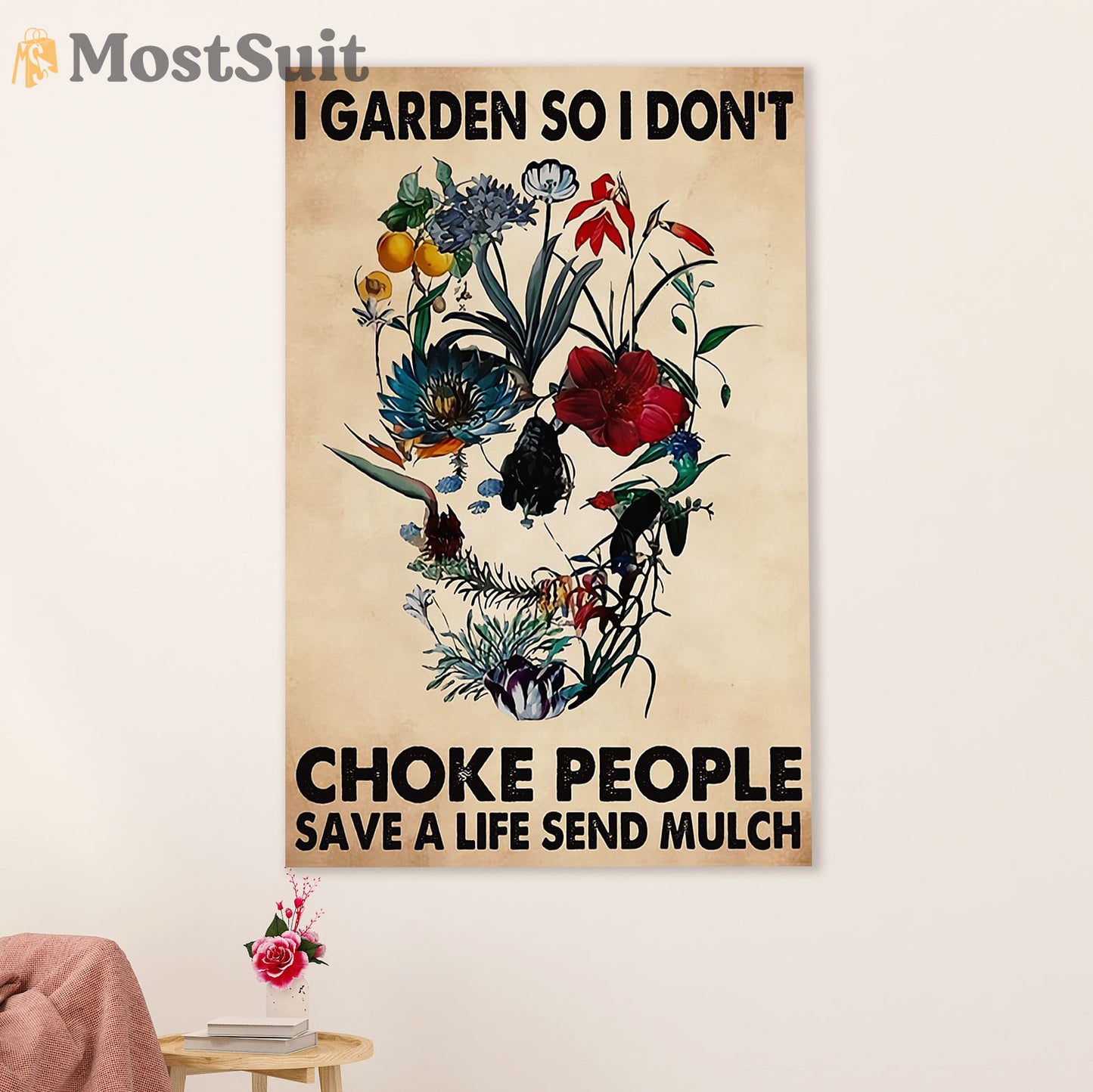 Gardening Poster Home Décor Wall Art | I Don’t choke People | Gift for Gardener, Plants Lover