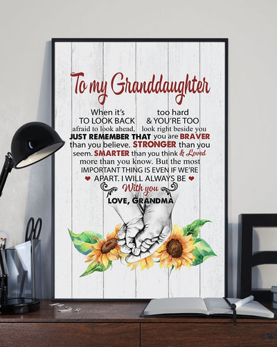Sunflower To My Granddaughter Just Remember That Portrait Poster & Canvas Gift For Granddaughter From Grandma Home Decor Wall Art