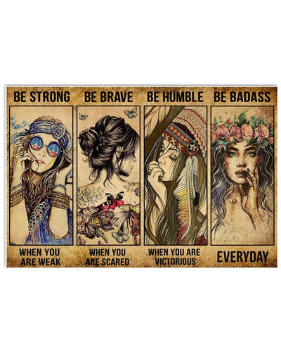 Romantic Girls Be Strong Be Brave Landscape Poster & Canvas Gift For Friend Family Home Decor Wall Art Visual Art