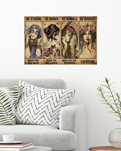 Romantic Girls Be Strong Be Brave Landscape Poster & Canvas Gift For Friend Family Home Decor Wall Art