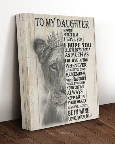 Lion To My Daughter I Believe In You Portrait Poster & Canvas Gift For Daughter From Dad Birthday Gift Home Decor Wall Art