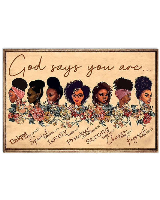 God says you are - Black Girl Landscape Poster & Canvas Gift For Friend Family Decor Home Decor Wall Art Visual Art