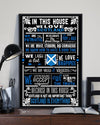 In This House We Love Scotland Portrait Poster & Canvas Gift For Friend Family Birthday Gift Home Decor Wall Art