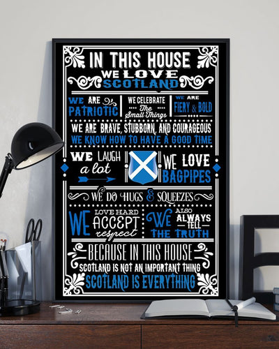 In This House We Love Scotland Portrait Poster & Canvas Gift For Friend Family Birthday Gift Home Decor Wall Art