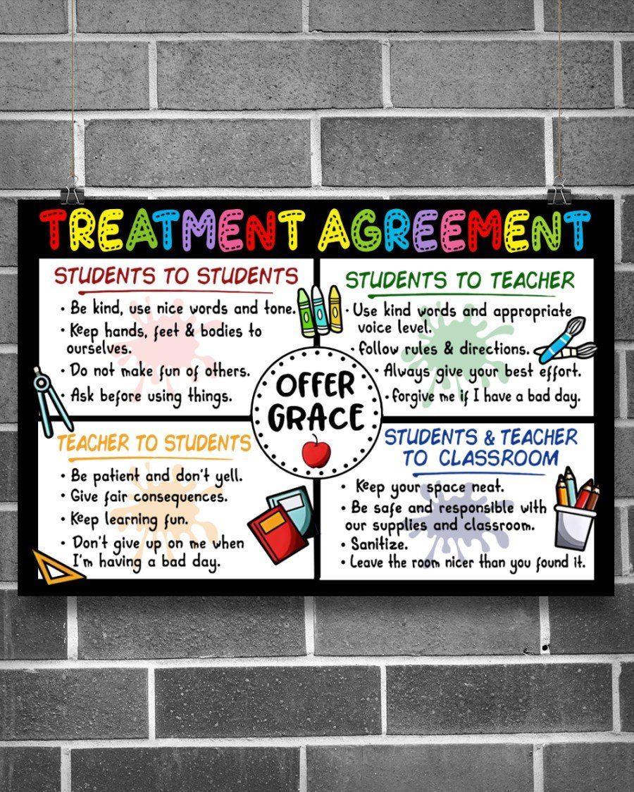Treatment Agreement Landscape Poster & Canvas Gift For Student Teacher Decor Home Decor Wall Art  Classroom Decor Back To School