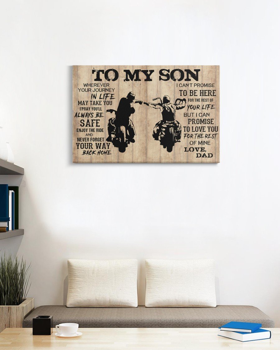 To My Son Wherever Your Journey In Life - Motorcycle Landscape Canvas & Poster Gift For Son From Dad Family Birthday Gift Home Decor Wall Art