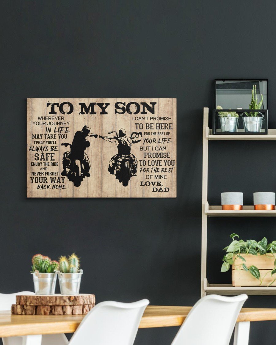 To My Son Wherever Your Journey In Life - Motorcycle Landscape Canvas & Poster Gift For Son From Dad Family Birthday Gift Home Decor Wall Art