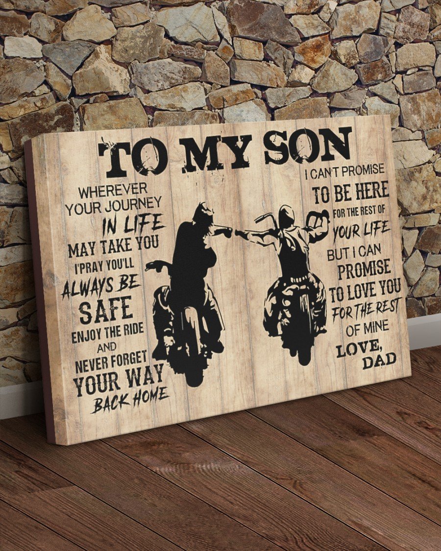 To My Son Wherever Your Journey In Life - Motorcycle Landscape Canvas & Poster Gift For Son From Dad Family Birthday Gift Home Decor Wall Art