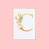 Floral Initial, Watercolor Monogram, Personalized Feminine Wall Decor, Soft Pink Aesthetic Girly Wall Art, Art Print Girl Boss,Nursery Decor