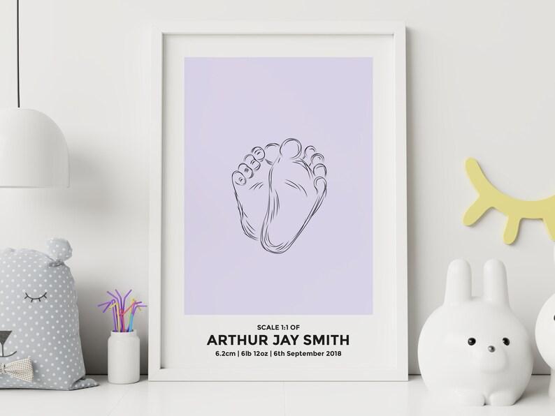 The Birth Poster In Scale 1:1 | Baby Feet Sketch | Customised Newborn Poster | Nursery Wall Art | Personalized Baby Poster | Baby Poster